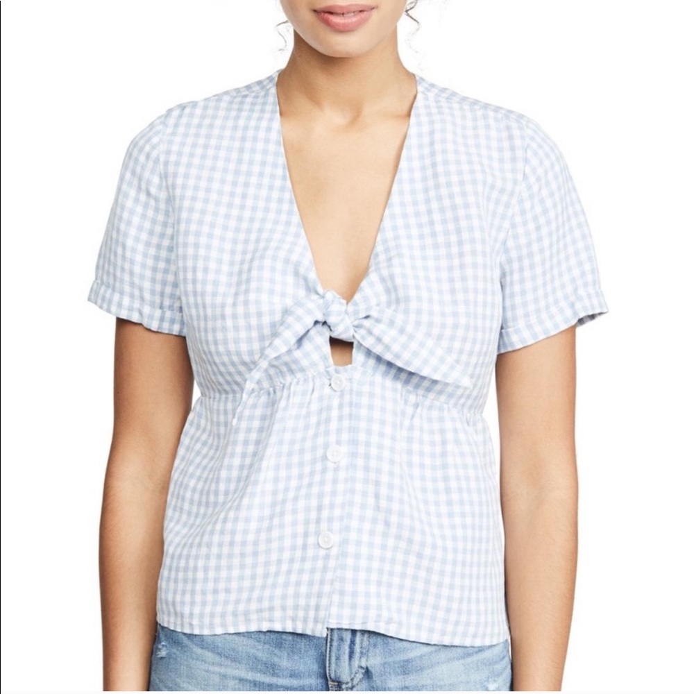 CYBER SALE🕊️RAILS gingham tie front babydoll peplum blouse prairie cottage core